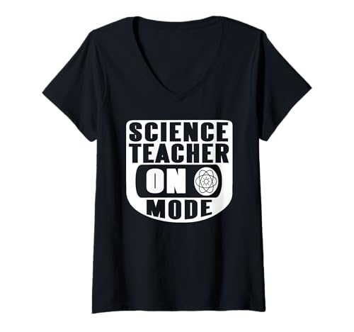 Damen Lustiger Wissenschafts Lehrer Modus Aktiviert mit Atom T-Shirt mit V-Ausschnitt Damen Lustiger Wissenschafts Lehrer Modus Aktiviert mit Atom T-Shirt mit V-Ausschnitt von Spaß Modus für Lehrer mit Energie