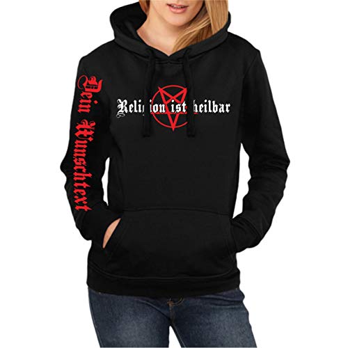 Spaß Kostet Frauen und Damen Kapuzenpullover WUNSCHTEXT Religion ist heilbar mit eigenen Text Größe XS - XXL von Spaß Kostet