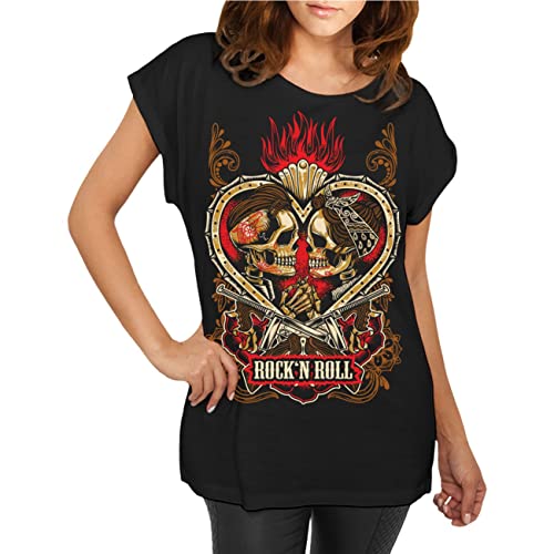 Spaß Kostet Frauen Tshirt Rockn Roll Rockabella Rockabilly Skull Pair Größe XS bis 5XL von Spaß Kostet