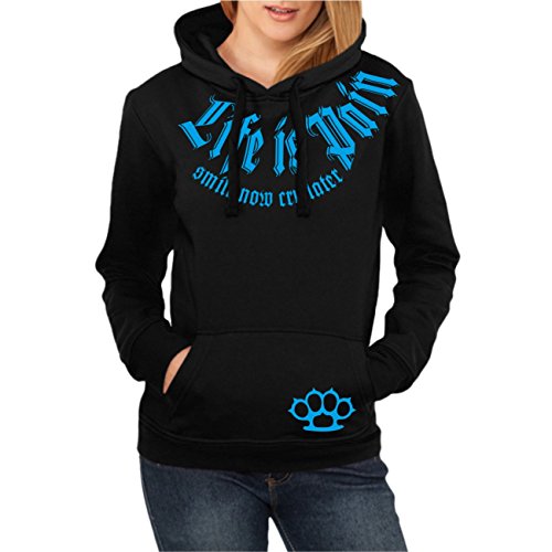 Spaß Kostet Frauen und Girly Hoodies Kapuzenpullover Smile Now cry Later BLAU (mit Rückendruck) von Spaß Kostet