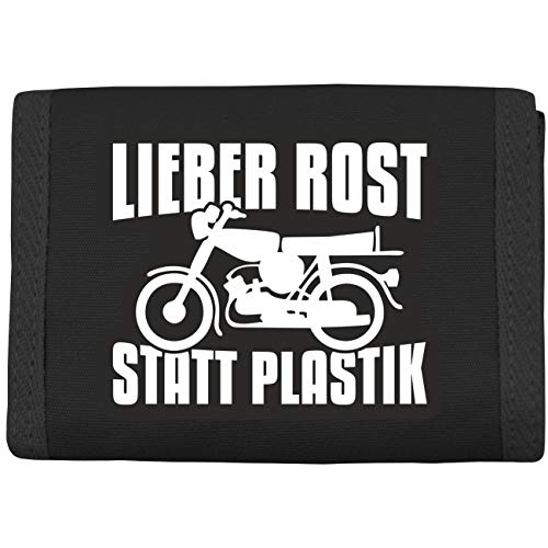 Geldbörse mit Aufnäher Lieber Rost statt Plastik von Spaß Kostet