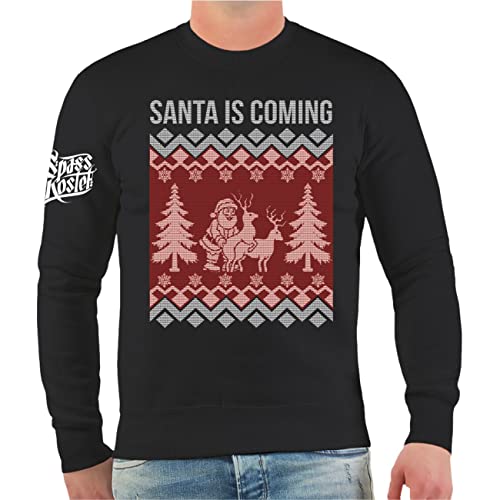 Herren Pullover Sweatshirt Christmas Santa is Coming Größe M bis 5XL von Spaß Kostet