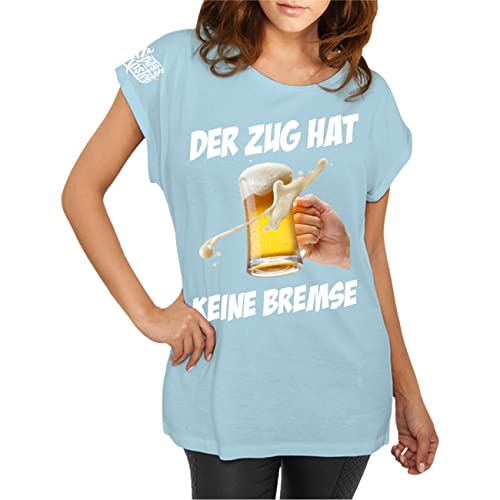 Longshirt Damen weit geschnitten Bier Sprüche Der Zug hat Keine Bremse Größe XS - 5XL von Spaß Kostet