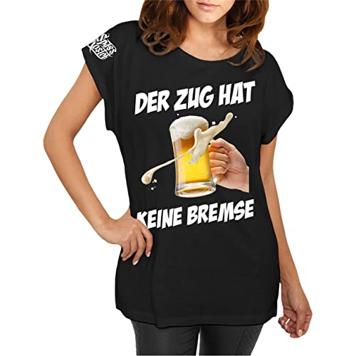 Longshirt Damen weit geschnitten Bier Sprüche Der Zug hat Keine Bremse Größe XS - 5XL von Spaß Kostet