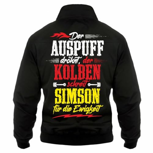 Herren Harrington Jacke Simson Moped Spruch auf dem Rücken (mit Rückendruck) Größe S - 5XL von Spaß Kostet