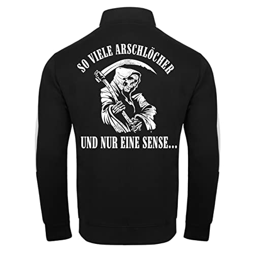 Spaß Kostet Herren Trainingsjacke Sweatjacke Sensenmann Motiv mit Stinkefinger Spruch von Spaß Kostet