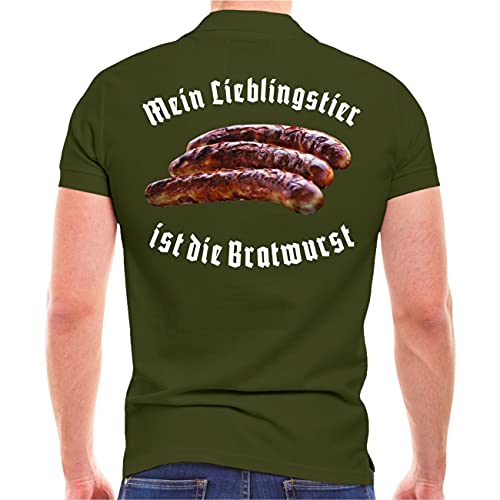 Herren Poloshirt Polohemd Mein Lieblingstier ist die Bratwurst lustige Sprüche von Spaß Kostet