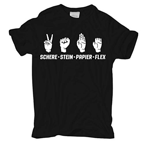 Männer und Herren Tshirt Schere Stein Papier Flex Größe S - 5XL von Spaß Kostet