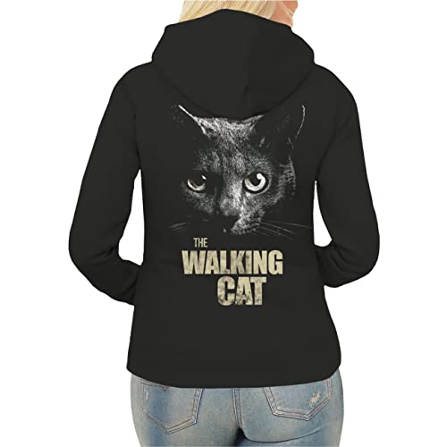 Spaß Kostet Damen Kapuzenjacke The Walking Cat Katzen Motiv Jacke von Spaß Kostet