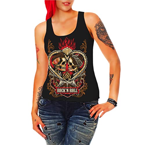 Spaß Kostet Frauen Trägershirt Tank Top Rockn Roll Rockabella Rockabilly Skull Muerte Größe XS bis 3XL von Spaß Kostet