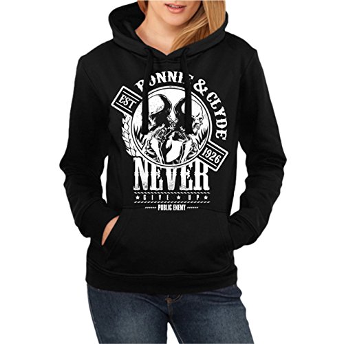 Spaß Kostet Frauen und Girls Hoodie Bonnie & Clyde Gangster Kapuzenpullover (mit Rückendruck) Grösse S bis XXL von Spaß Kostet