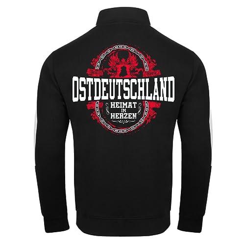 Spaß Kostet Herren Trainingsjacke mit Streifen Ostdeutschland DDR Heimat im Herzen (mit Rückendruck) Größe S - 3XL von Spaß Kostet