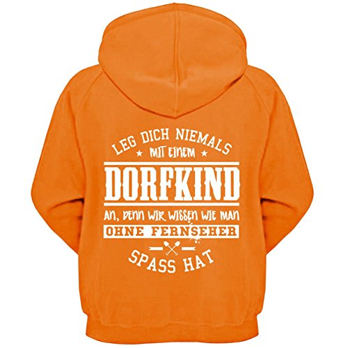 Spaß Kostet Kinder Kapuzenpullover Leg Dich Niemals mit einem Dorfkind an (mit Rückendruck) Größe 98-164 von Spaß Kostet