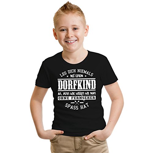 Spaß Kostet Kinder Tshirt Leg Dich Niemals mit einem Dorfkind an Größe 86-164 von Spaß Kostet