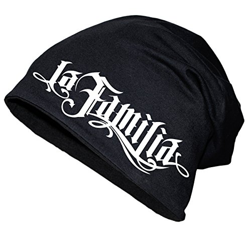 Männer Herren Long Beanie La Familia Logo Rap Biker Hardcore Ultras Criminal von Spaß Kostet