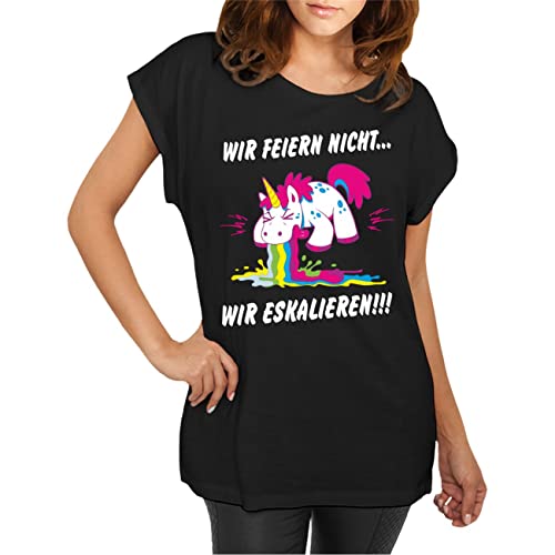 Spaß Kostet Longshirt Damen Mädchen weit geschnitten Wir feiern Nicht WIR ESKALIEREN Party Einhorn Größe XS - 5XL von Spaß Kostet