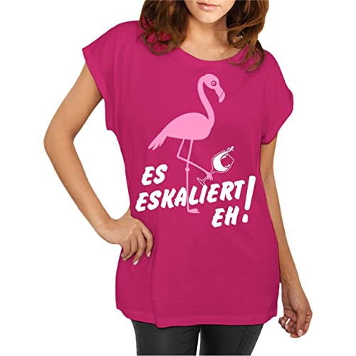 Spaß Kostet Longshirt Damen weit geschnitten WUNSCHTEXT Flamingo Es Eskaliert eh Größe XS - 5XL von Spaß Kostet