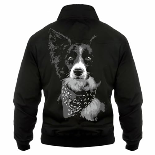 Spaß Kostet Herren Harrington Jacke Border Collie Dogs hunde motive hundekopf übergangsjacke von Spaß Kostet