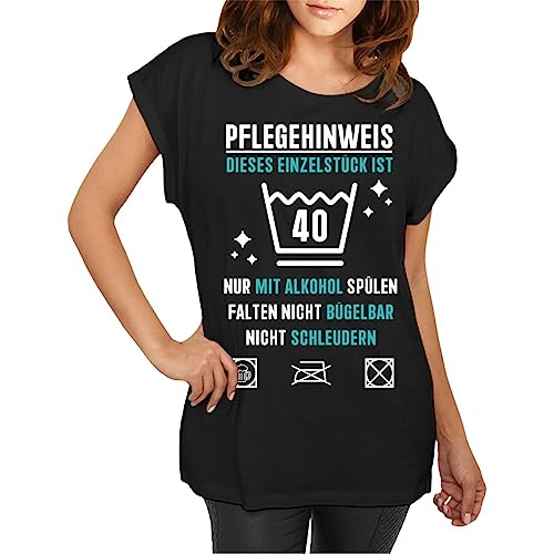 Spaß Kostet Tshirt Damen 40. Geburtstag Pflegehinweis für Einzelstück Geschenk Größe XS - XXL von Spaß Kostet