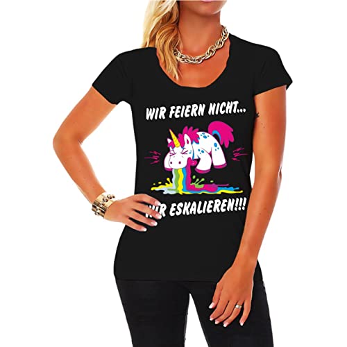 Spaß Kostet Tshirt Damen Mädchen Wir feiern Nicht WIR ESKALIEREN Party Einhorn Größe XS - XXL von Spaß Kostet