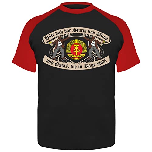 Spaß Kostet Herren Tshirt DDR Motiv Hüte Dich vor Sturm und Wind und Ossis die in Rage sind Größe S - 5XL von Spaß Kostet