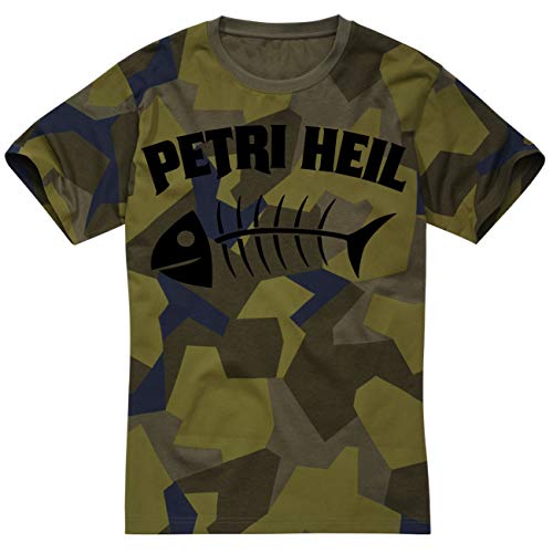 T-Shirt Schweden Tarn Camo Angler Petri Heil Größe S - 5XL von Spaß Kostet