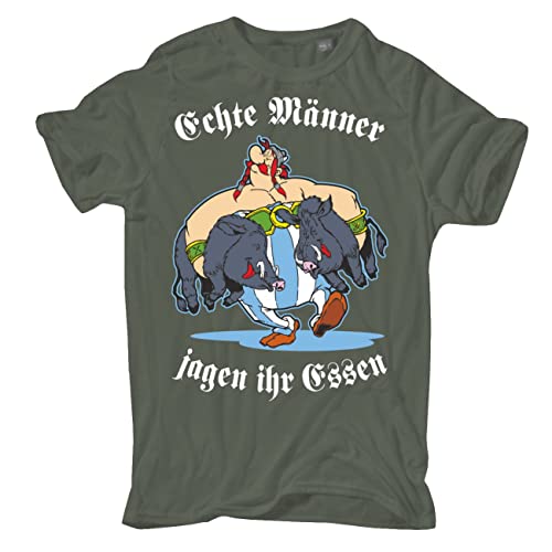 Spaß Kostet Herren Übergrössen Tshirt 3XL bis 8XL Wildschwein Motiv Echte Männer jagen Ihr Essen von Spaß Kostet