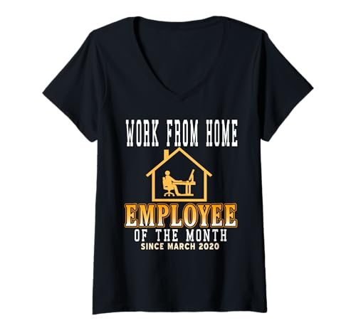 Damen Mitarbeiter des Monats im Homeoffice seit 2020 T-Shirt mit V-Ausschnitt Damen Mitarbeiter des Monats im Homeoffice seit 2020 T-Shirt mit V-Ausschnitt von Spaßige Homeoffice Auszeichnung Serie