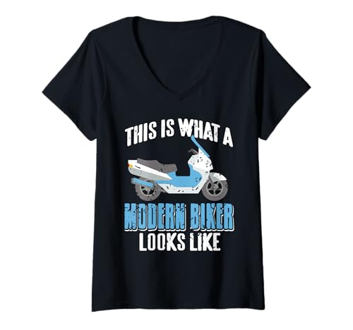Damen So Sieht EIN moderner Scooterfahrer wirklich aus T-Shirt mit V-Ausschnitt Damen So Sieht EIN moderner Scooterfahrer wirklich aus T-Shirt mit V-Ausschnitt von Spaßige Scooterfreunde und Stadtfahrer