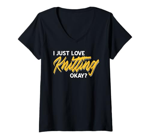 Damen Ich Liebe Stricken okay? Lustiger Spruch für Garnfans T-Shirt mit V-Ausschnitt Damen Ich Liebe Stricken okay? Lustiger Spruch für Garnfans T-Shirt mit V-Ausschnitt von Spaßige Strickleidenschaft für Handarbeitsfreunde