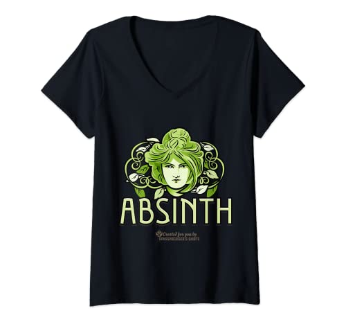 Damen Absinth Green Fairy Woman Floral Elements Absinth T-Shirt mit V-Ausschnitt Damen Absinth Green Fairy Woman Floral Elements Absinth T-Shirt mit V-Ausschnitt von Spassprediger's Absinth & Green Fairy Merch