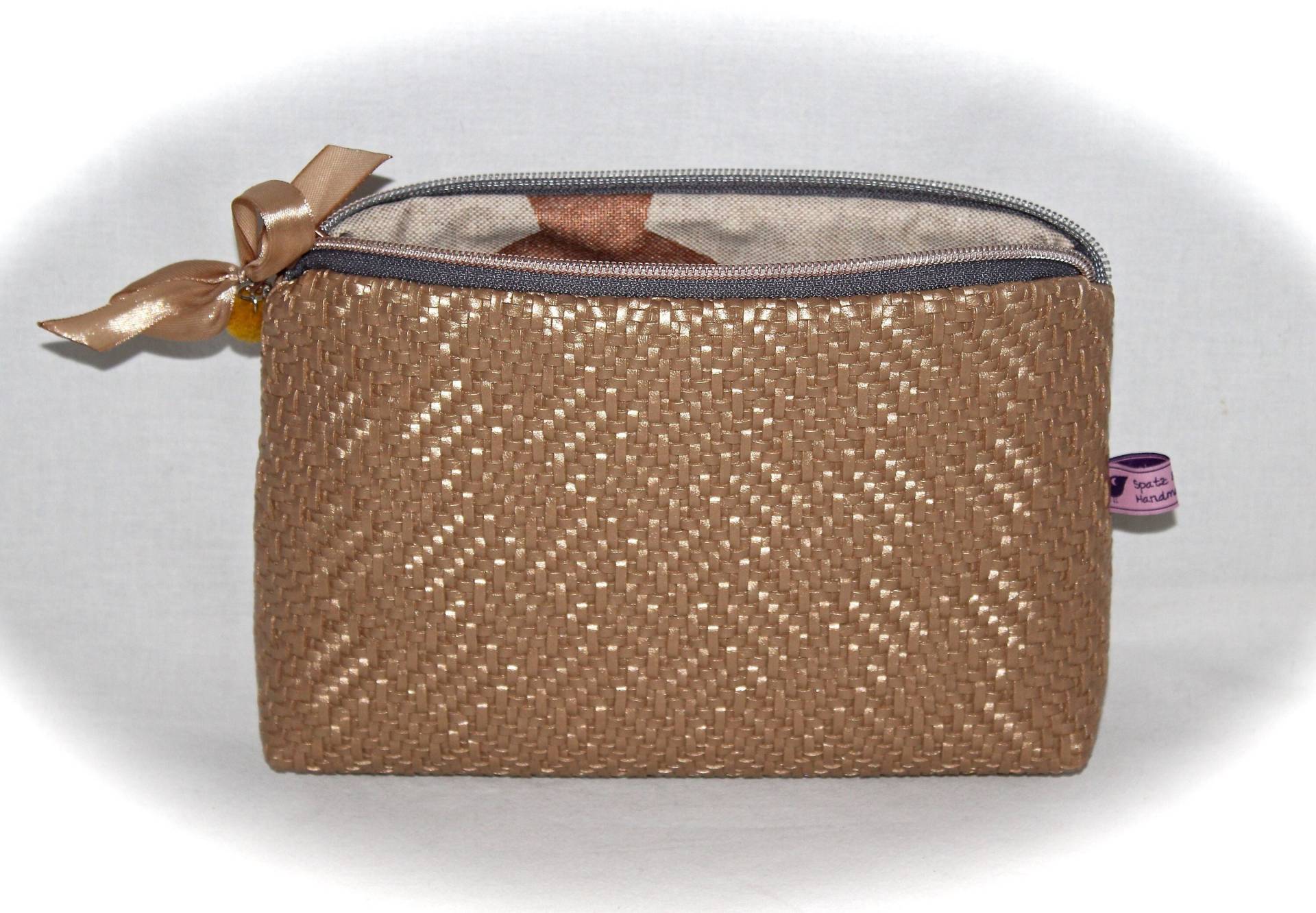 Kosmetiktasche Schminktasche Wachstuch Leder Personalisiert Kosmetiktasche Schminktasche Wachstuch Leder Personalisiert von Spatzenland