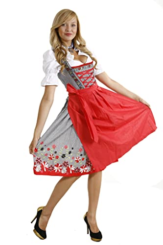 Spatzers Dirndl Damen Rot geblümt kariert Trachtenmode Trachtenkleid inkl. Dirndlbluse Dirndlschürze 3 Tlg. für Oktoberfest besondere Anlässe F7025 (40) von Spatzers