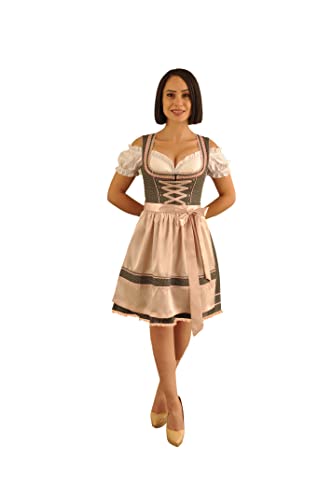 Spatzers Dirndl Damen Trachtenmode Trachtenkleid midi Schwarz Rosa gepunktet inkl. Dirndlbluse Dirndlschürze 3 Tlg. für Oktoberfest besondere Anlässe Gloria (42) von Spatzers