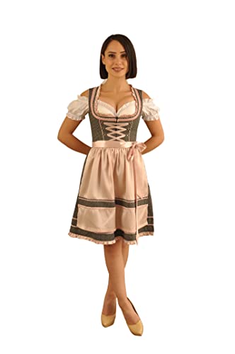 Spatzers Dirndl Damen Trachtenmode Trachtenkleid midi Schwarz Rosa gepunktet inkl. Dirndlbluse Dirndlschürze 3 Tlg. für Oktoberfest besondere Anlässe Sidney (40) von Spatzers