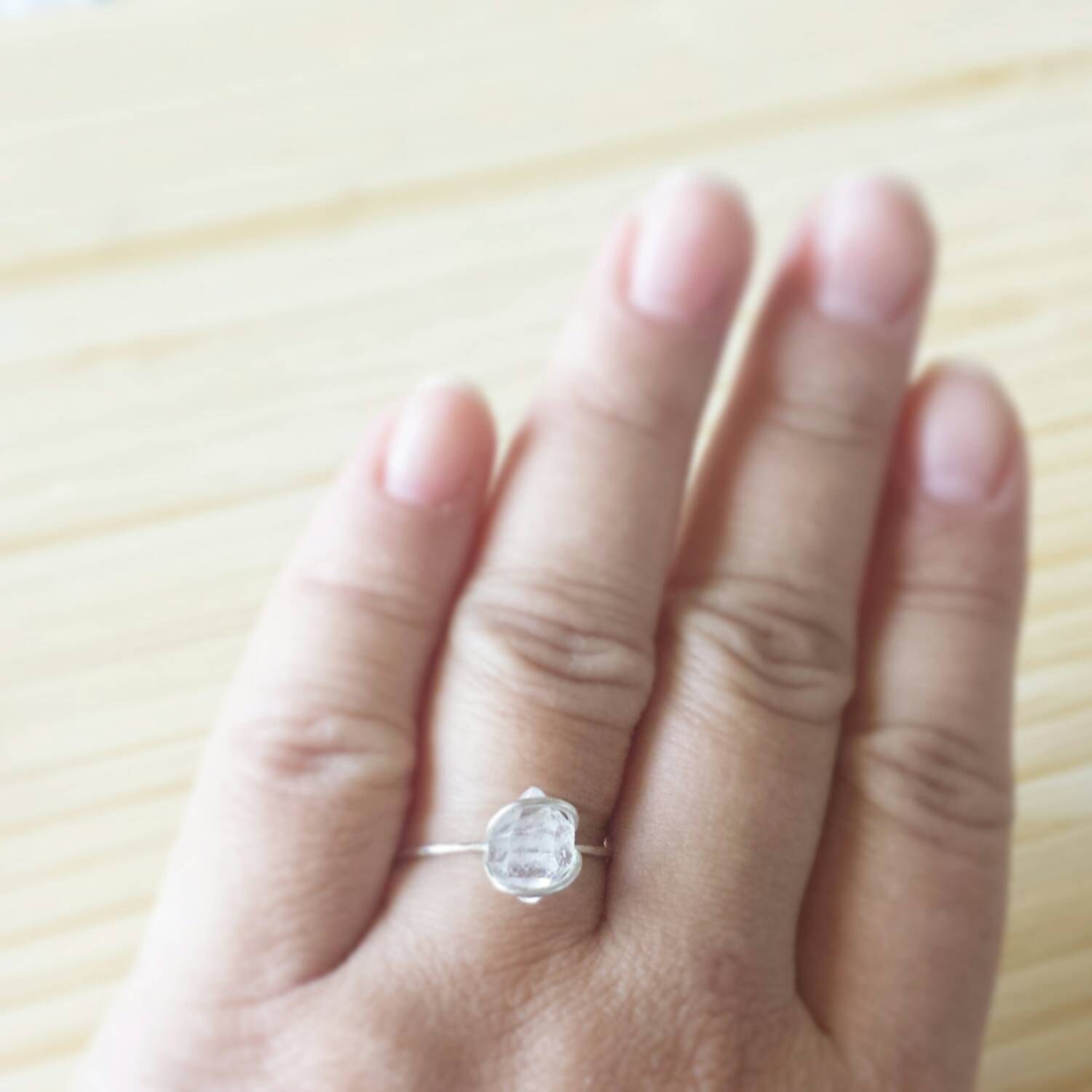 Diamant Doppelender Herkimer Sterling Silber Ring Natürliche Quarz-Ring Diamant Doppelender Herkimer Sterling Silber Ring Natürliche Quarz-Ring von SpawnySilver