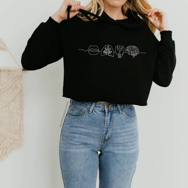 Logopäde Crop Hoodie | Slp Rundhalsausschnitt Grad Geschenk Vgl. Slp Logopädin Sweatshirt Speech Merch|Slp von SpeakingOfSamantics