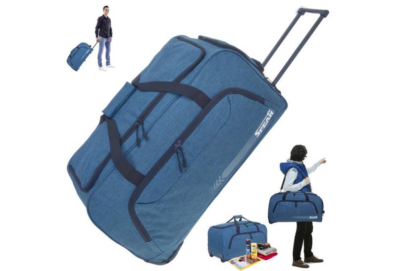 Spear Bags Trolley Cruiser Reisetasche 85 L 68 cm Trolly mit Schultergurt, Reise Tasche Rollen Schuhfach Damen Herren + Koffergurt von Spear Bags
