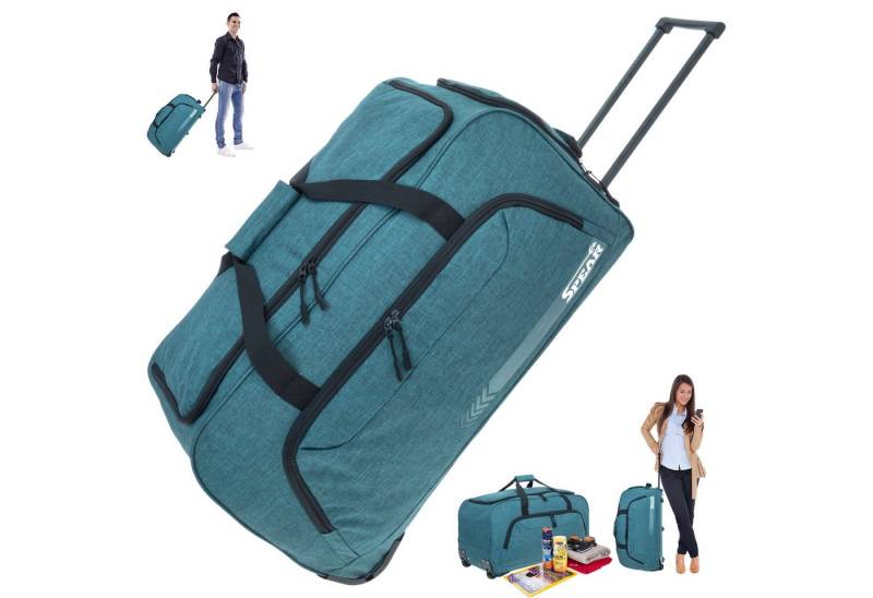 Spear Bags Trolley Cruiser Reisetasche 85 L 68 cm Trolly mit Schultergurt, Reise Tasche Rollen Schuhfach Damen Herren + Koffergurt von Spear Bags