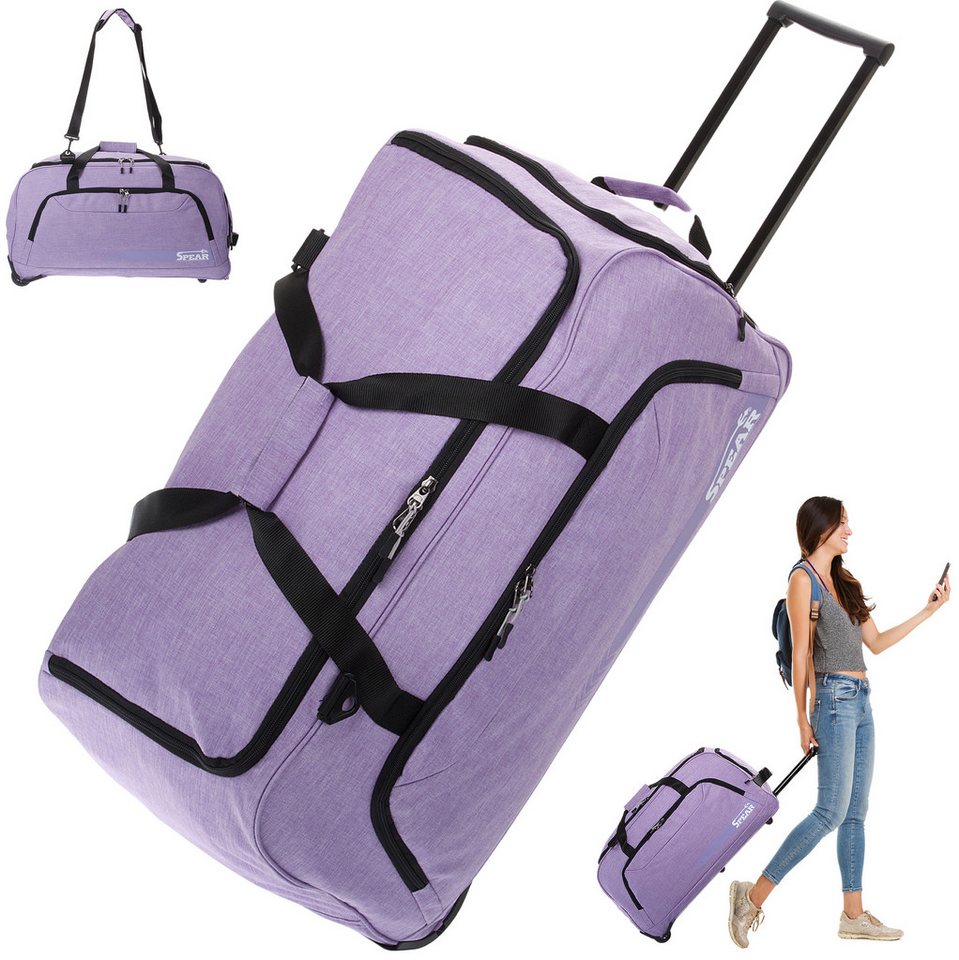 Spear Bags Trolley Cruiser Reisetasche 85 L 68 cm Trolly mit Schultergurt, Reise Tasche Rollen Schuhfach Damen Herren + Koffergurt von Spear Bags