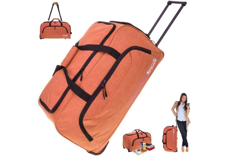 Spear Bags Trolley Cruiser Reisetasche 85 L 68 cm Trolly mit Schultergurt, Reise Tasche Rollen Schuhfach Damen Herren + Koffergurt von Spear Bags