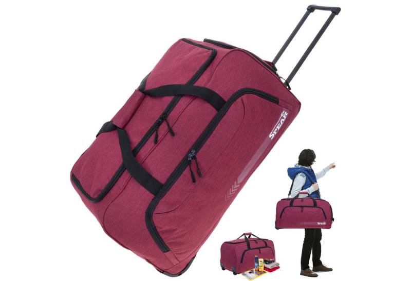 Spear Bags Trolley Cruiser Reisetasche 85 L 68 cm Trolly mit Schultergurt, Reise Tasche Rollen Schuhfach Damen Herren + Koffergurt von Spear Bags