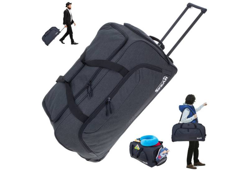 Spear Bags Trolley Cruiser Reisetasche 85 L 68 cm Trolly mit Schultergurt, Reise Tasche Rollen Schuhfach Damen Herren + Koffergurt von Spear Bags