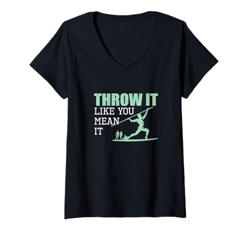 Damen Throw It Like You Mean It A Javelin Athlete Speerwerfer T-Shirt mit V-Ausschnitt von Spear It Wear