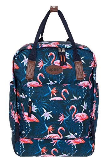 Spear Rucksack Freizeitrucksack Skore A4 Damenrucksack Damen Tasche groß 12735 Wahl +s (12735 Dunkelblau Flamingo) von Spear