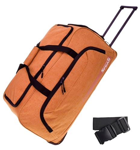 Spear Trolley Reisetasche groß XXL Koffer 85 Liter, 68 cm Tasche Schultergurt Reisegepäck Rolltasche Damen Herren Gepäck Reise Trolly 910 + Koffergurt (Copper Orange NEU (Kupfer Orange)) von Spear