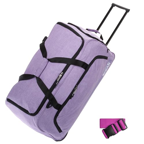 Spear Trolley Reisetasche groß XXL Koffer 85 Liter, 68 cm Tasche Schultergurt Reisegepäck Rolltasche Damen Herren Gepäck Reise Trolly 910 + Koffergurt (Flieder Lila (Violett hell)) von Spear