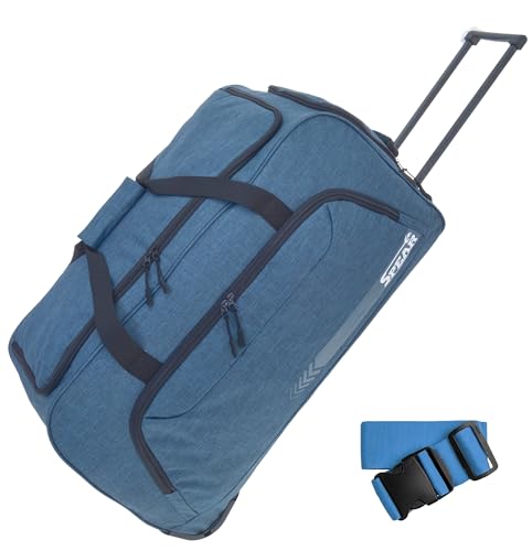 Spear Trolley Reisetasche groß XXL Koffer 85 Liter, 68 cm Tasche Schultergurt Reisegepäck Rolltasche Damen Herren Gepäck Reise Trolly 910 + Koffergurt (Ocean Blau (Mittelblau hell)) von SPEAR