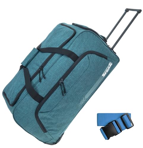 Spear Trolley Reisetasche groß XXL Koffer 85 Liter, 68 cm Tasche Schultergurt Reisegepäck Rolltasche Damen Herren Gepäck Reise Trolly 910 + Koffergurt (Petrol Ocean (Petrol hell)) von Spear