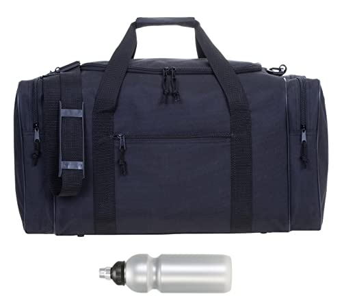 Sporttasche Herren Damen groß Außentaschen Spear Gym 55 cm 40 Liter Schultergurt Bag Sport Fitness Sauna Gymbag 657 Large + Trinkflasche (Schwarz) von Spear